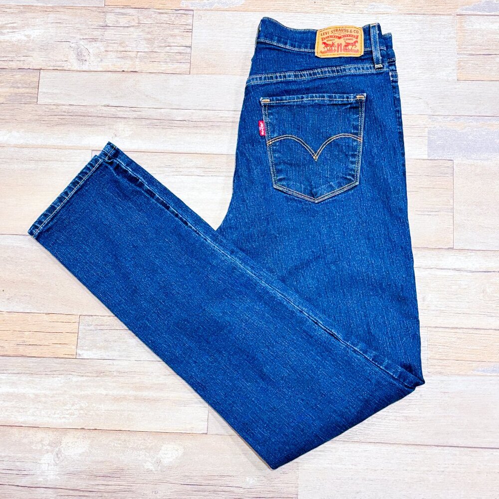LEVI'S Dark Wash Tapered‎ Leg Stretch Jeans Classic | Size 28 *